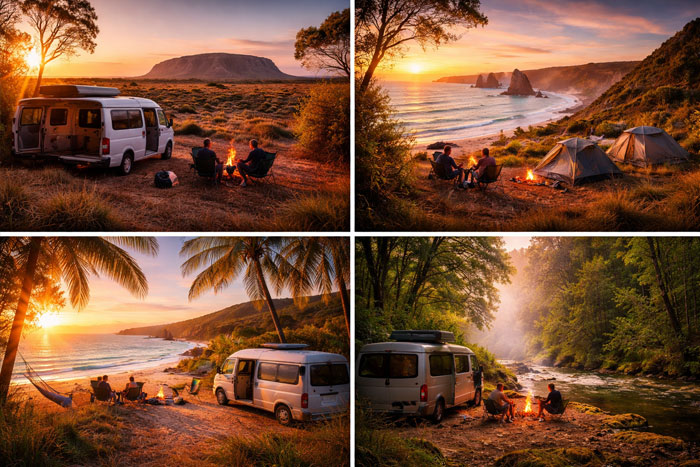best places to camp in Australia with van and tent in different landscapes