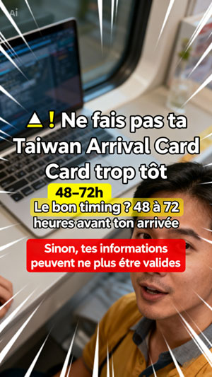 Ne fais pas ta Taiwan Arrival Card trop tôt - Le bon timing 48-72h avant le départ