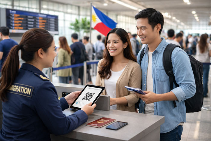 Do you need eTravel Philippines? Travelers presenting QR code at airport immigration