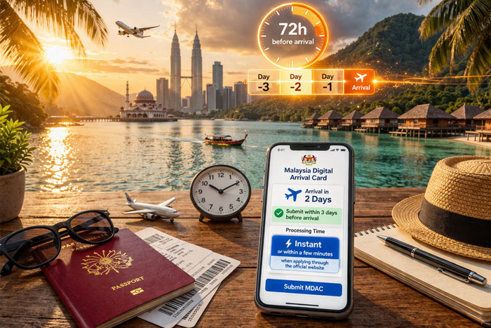 Malaysia Digital Arrival Card MDAC timing showing when to apply before arrival in Malaysia