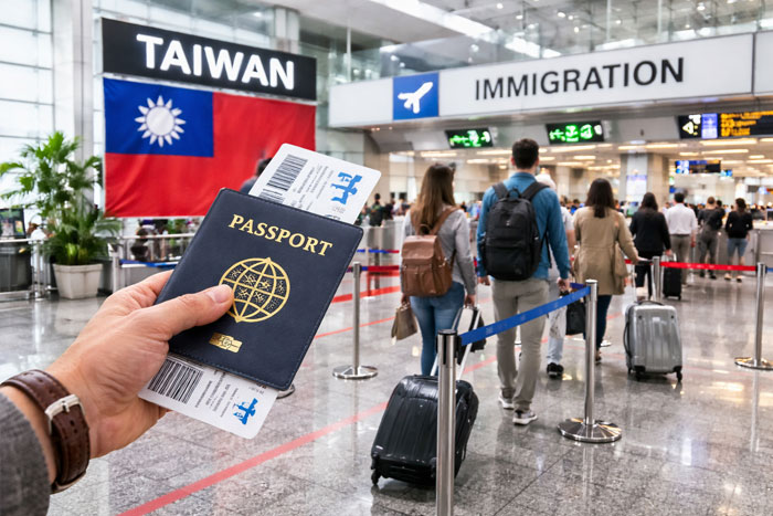 Who needs Taiwan Arrival Card travelers at immigration with passport