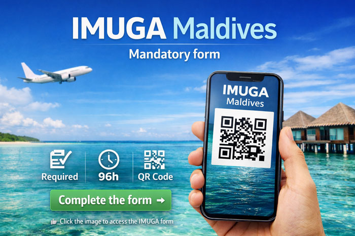 Maldives IMUGA form displayed on a smartphone with QR code upon arrival