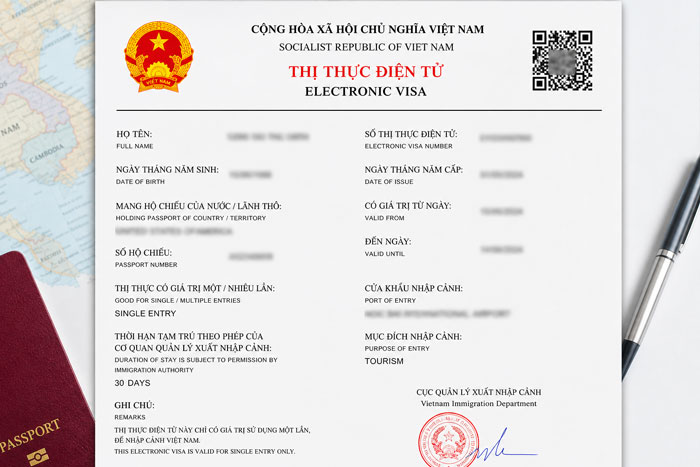 Vietnam eVisa sample PDF showing official document format and visa details
